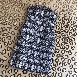 Banana Republic Blue Ikat Strapless Dress